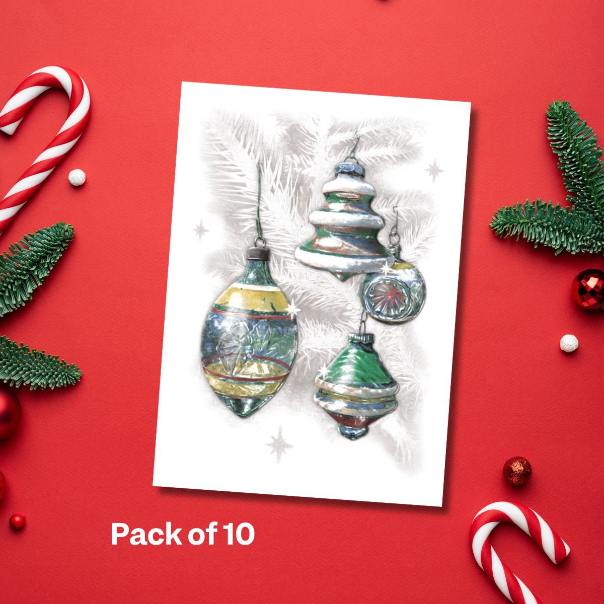 Ornaments Christmas Cards (Pack of 10)